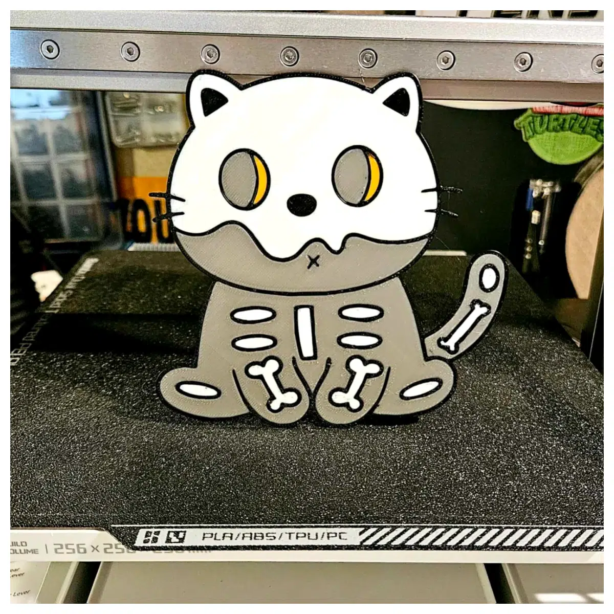 cute chubby skeleton cat figurine for shelf spooky halloween home decor bony feline statue for mantelpiece and desk
