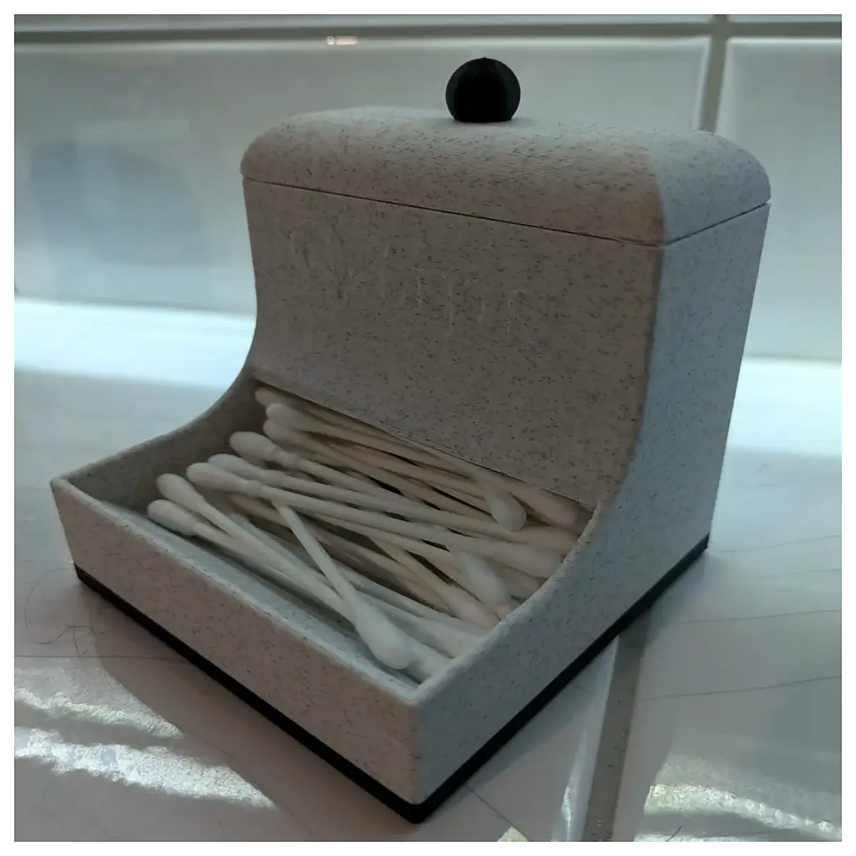 cotton swab storage container organizer box with lid for bathroom vanity countertop hygiene supplies