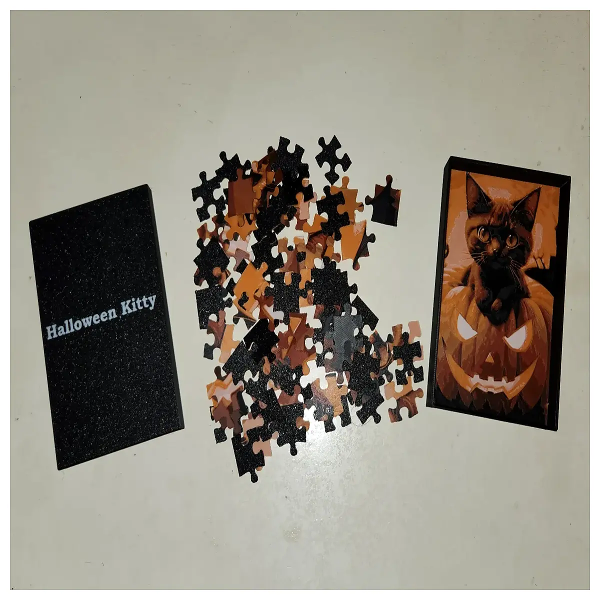 Halloween Cat Jigsaw Puzzle with Box Kids Puzzle Game Festive Theme Brain Teaser Toy