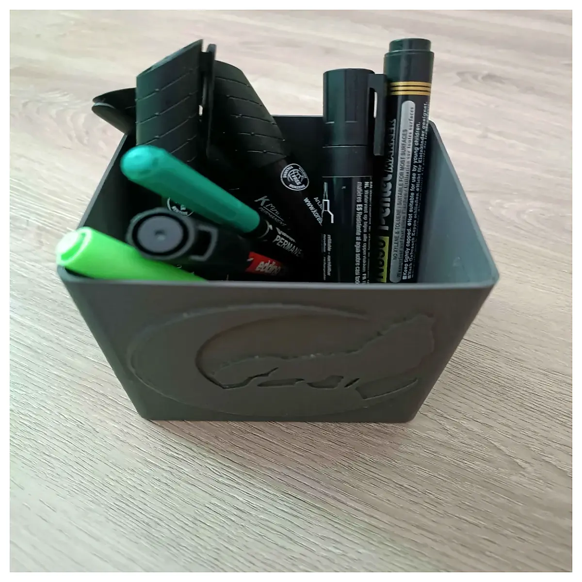 wolf head desk organizer cable management box storage for wires chargers desktop accessories wild animal theme office supplies