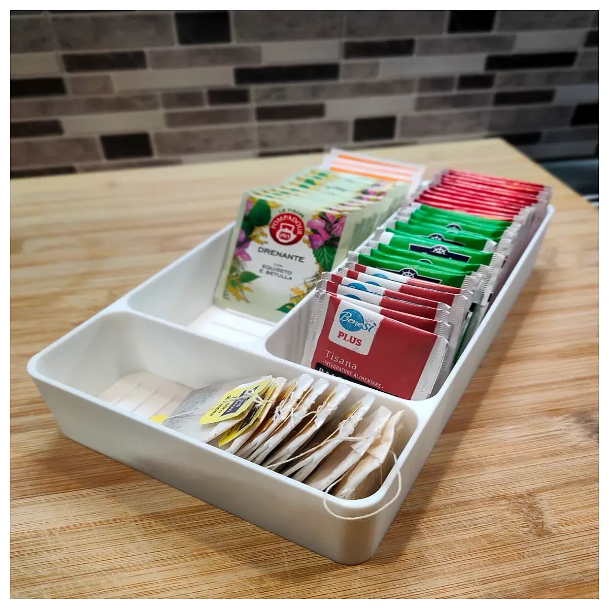 countdown tea bag dispenser box kitchen countertop tea organizer with lid large capacity tea caddy for loose leaf or bags
