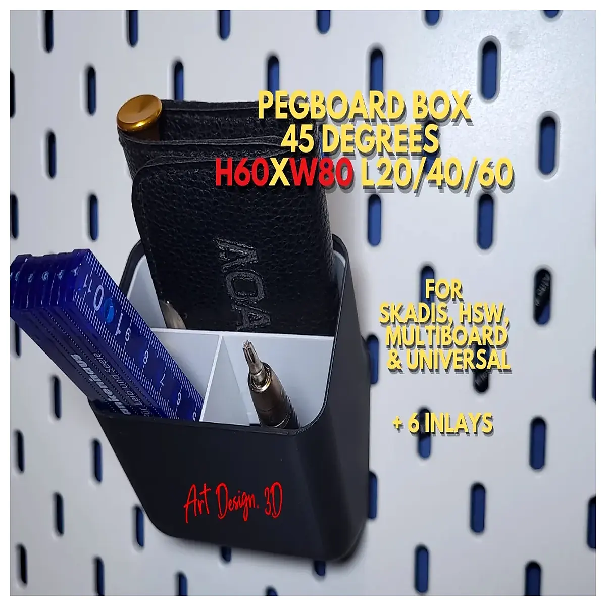 45 degree angled pegboard box retail merchandiser hanger holder for hardware store shelves