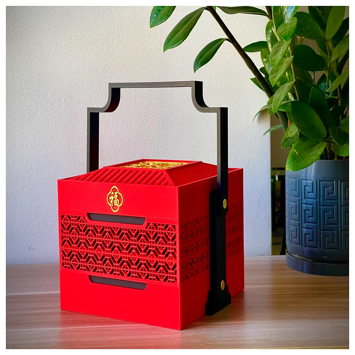 vintage chinese style storage box with single handle traditional song dynasty aesthetic gift packaging wooden craft tool organizer case for home decor