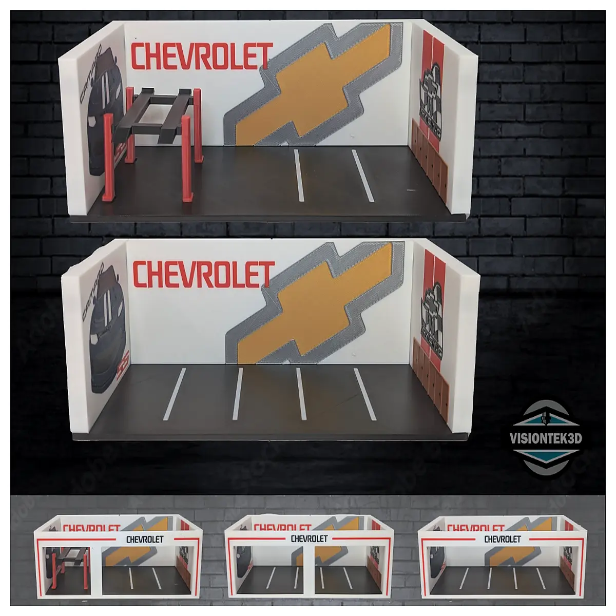 Corvette Camaro 1 64 Garage Scene Model Car Collectible Automotive Display Accessory