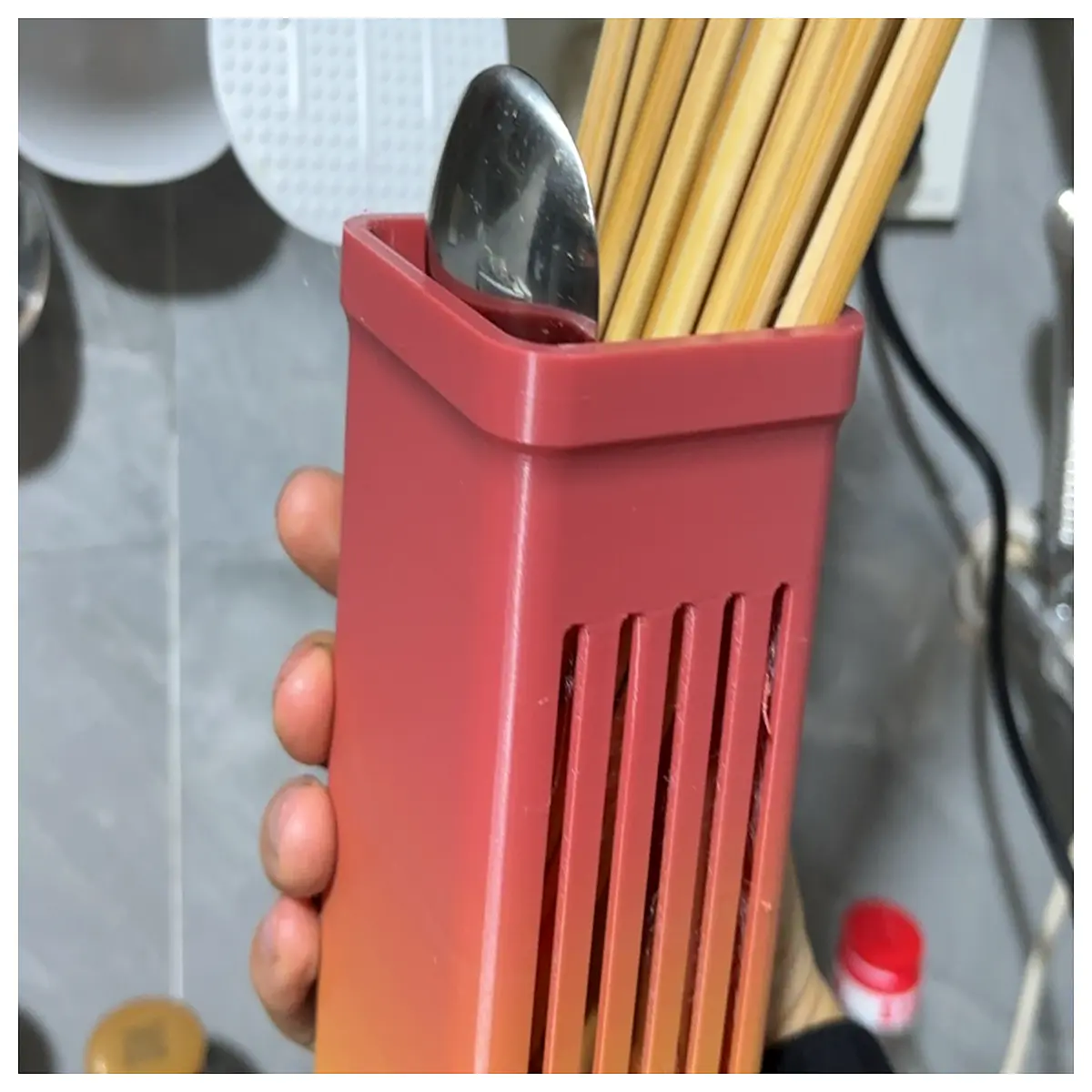 kitchen utensil holder for chopsticks and spoons counter organizer with drainage hole anti bacterial tableware rack