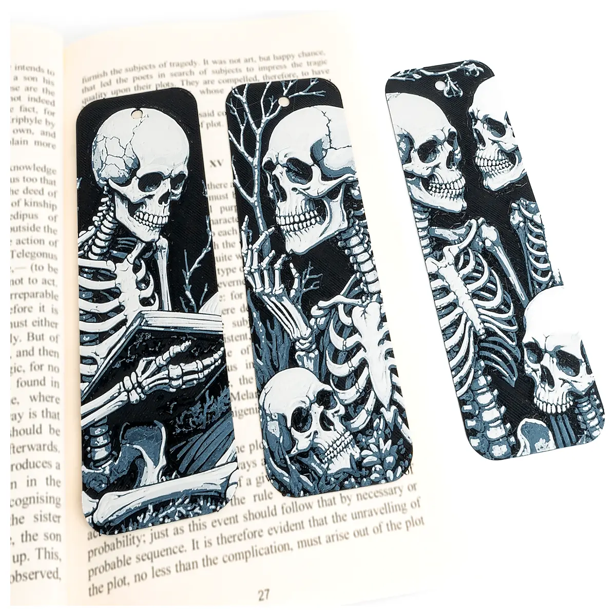 gothic skull bookmark metal aesthetic dark academia reading book lovers