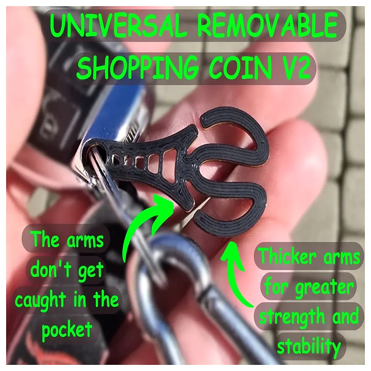 universal detachable shopping cart coin v2 replacement for supermarket trolley lock mechanism anti theft device