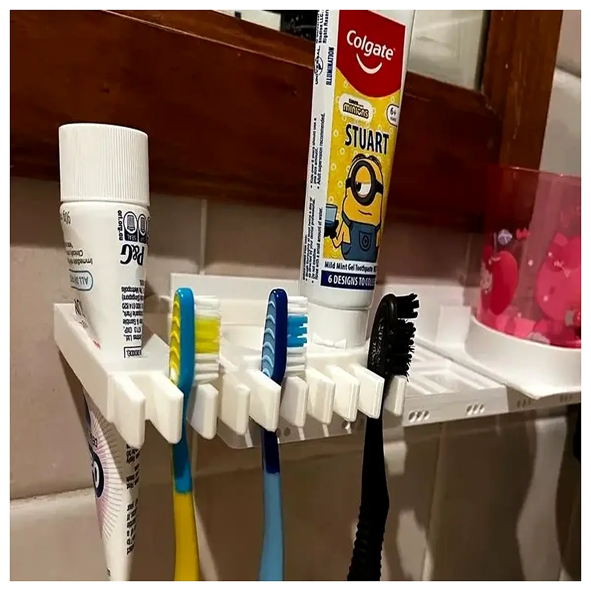 gridfinity modular toothbrush holder desk organizer magnetic base station for bathroom vanity storage rack