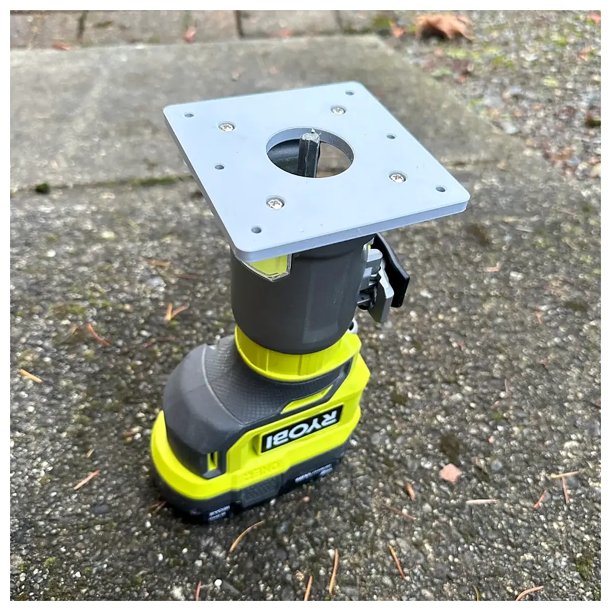 ryobi palm router 4 inch square base plate edge trimming jig accessories for wood shaping
