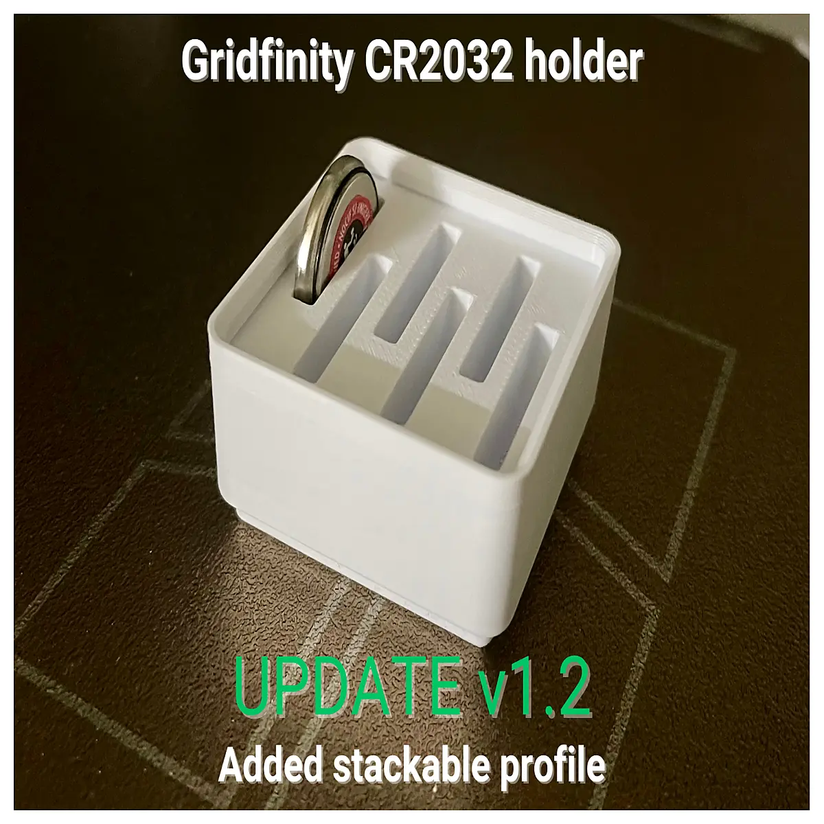 Magnetic Gridfinity CR2032 Battery Box Organizer Electronics Parts Battery Storage Magnetic Accessories