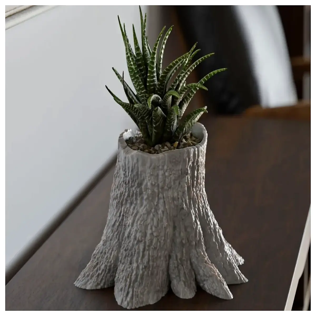 artificial tree stump planter pot for indoor outdoor decor wood flower vase rustic garden ornament