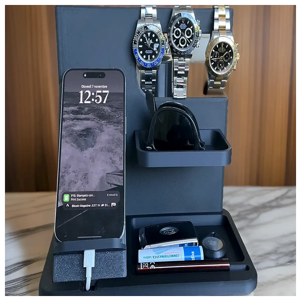 universal desktop organizer with charging station multi device cable management hub versatile storage caddy for office and home stackable modular stor