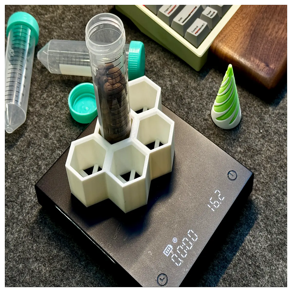honeycomb coffee bean storage tube rack organizer for kitchen counter