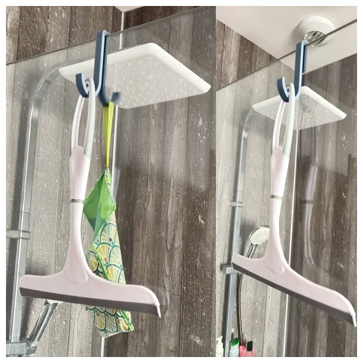 Shower Screen Hooks Bathroom Towel Rack Wall Mounted Shelf Shower Caddy Accessories Shower Curtain Hooks Easy Installation