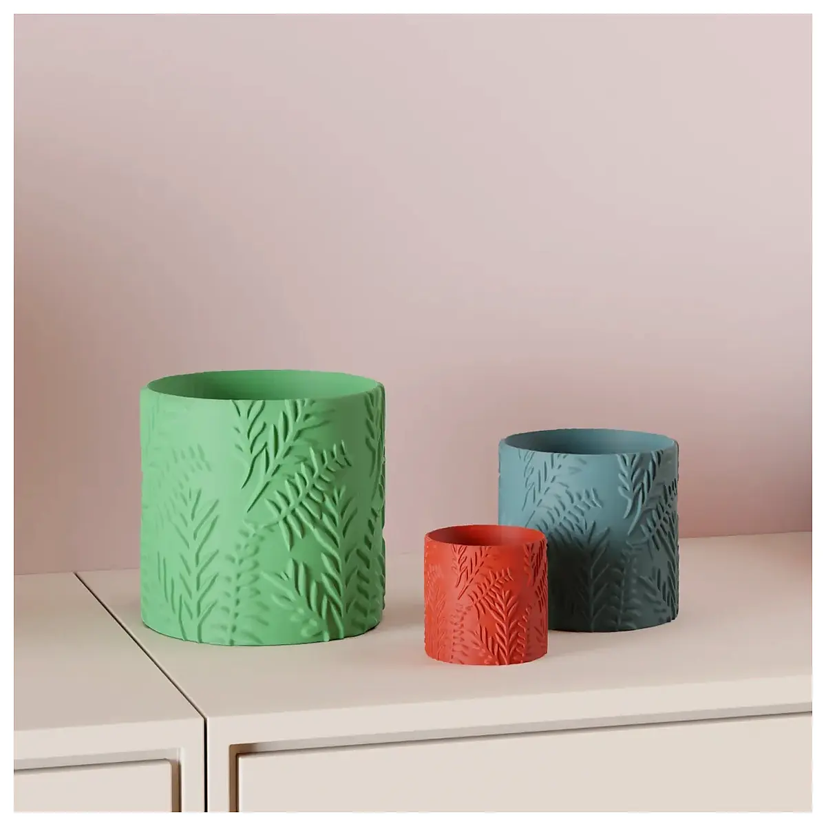 Fern Plant Pots Faux Leaf Flower Pots Indoor Greenery Planters Fern Pattern Flower Pots Decorative Bonsai Pots