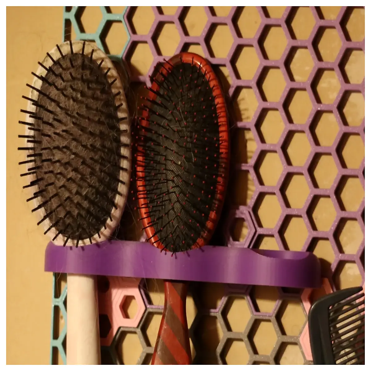 honeycomb triple hair dryer holder organizer for salon bathroom countertop storage rack