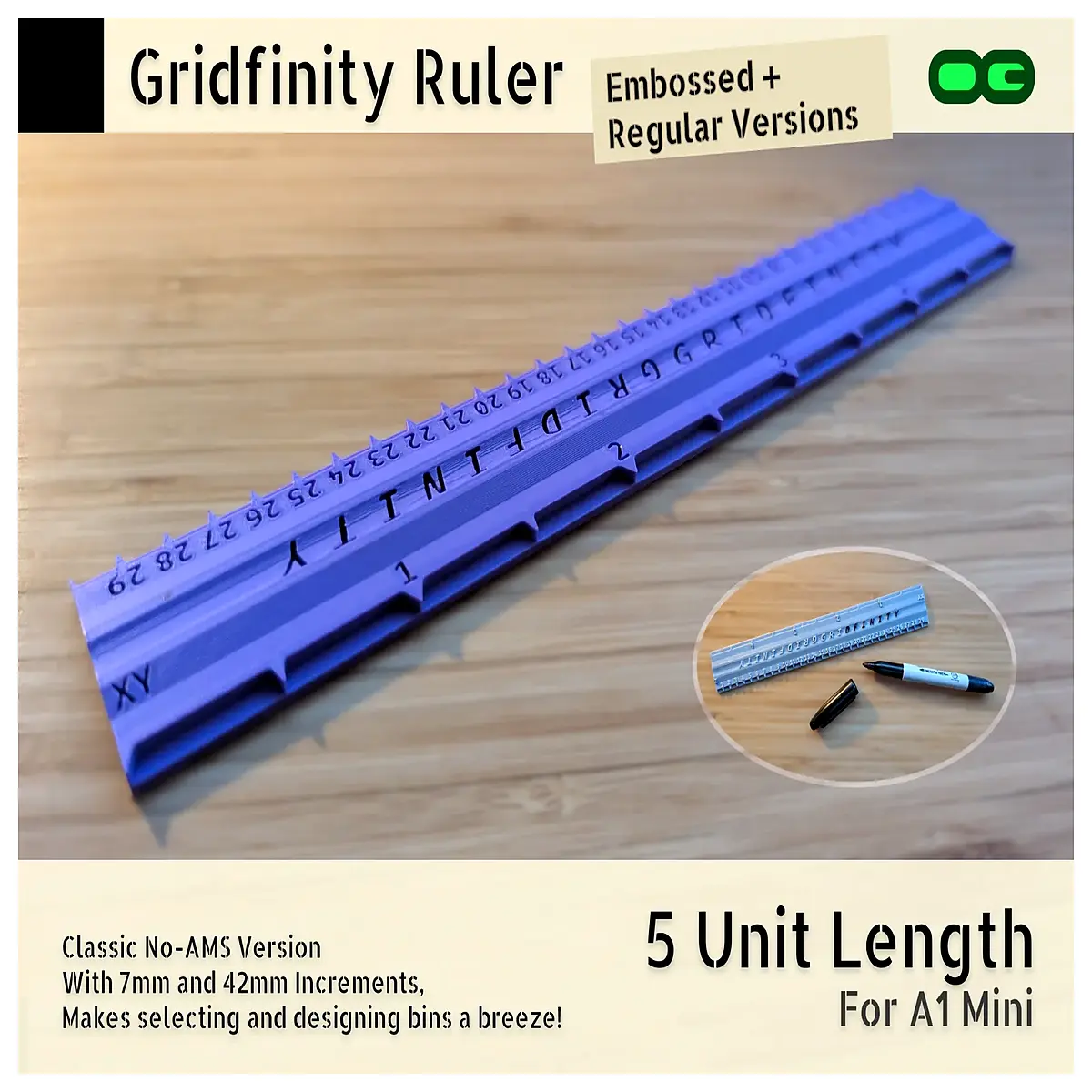 gridfinity classic ruler set 5 unit length precision measuring tool for workshop organization and diy projects