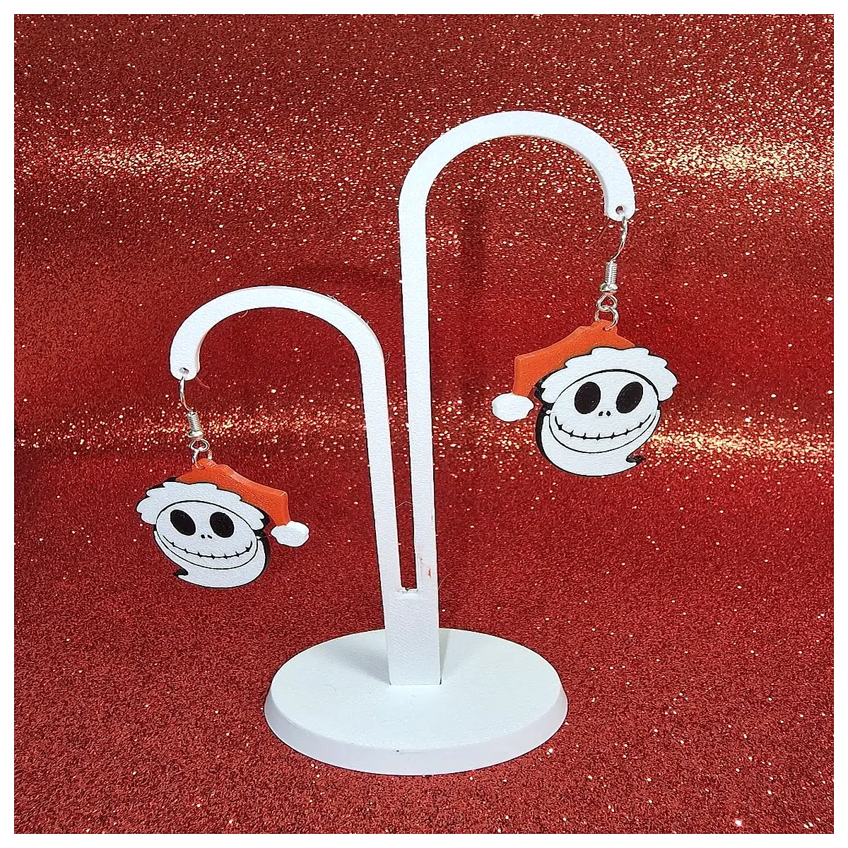 Santa Jack Skeleton Earrings Women s Christmas Decoration Festive Accessory Black Decoration Holiday Gift