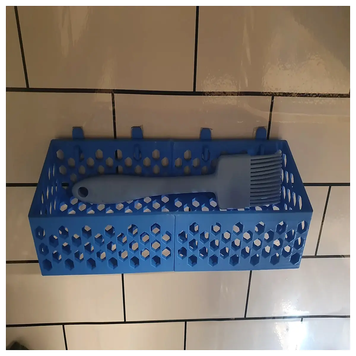 wall mounted kitchen utensil organizer rack with honeycomb grid for spatula spoon storage