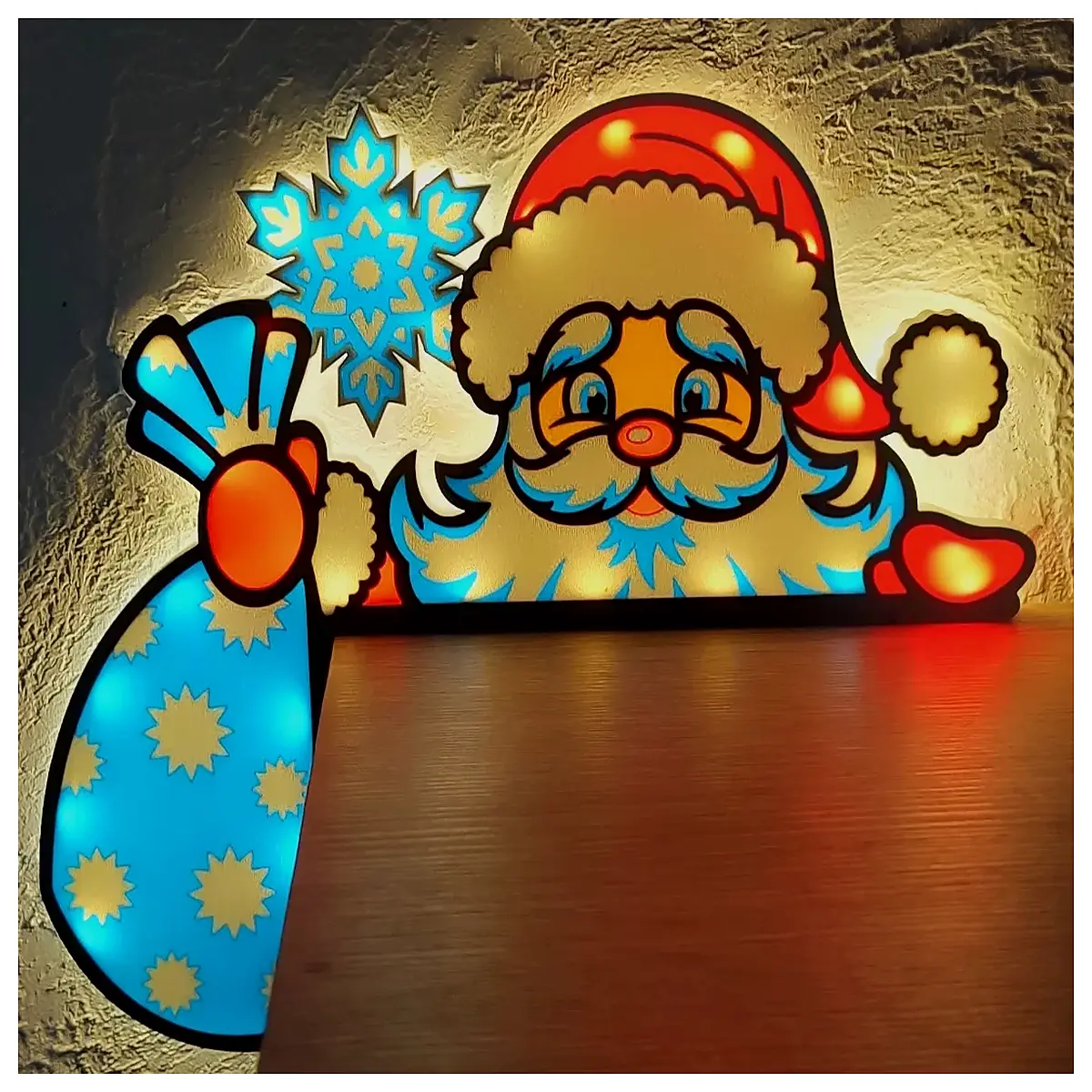 outdoor christmas lighted corner post decoration santa claus figure festive holiday yard lawn decor