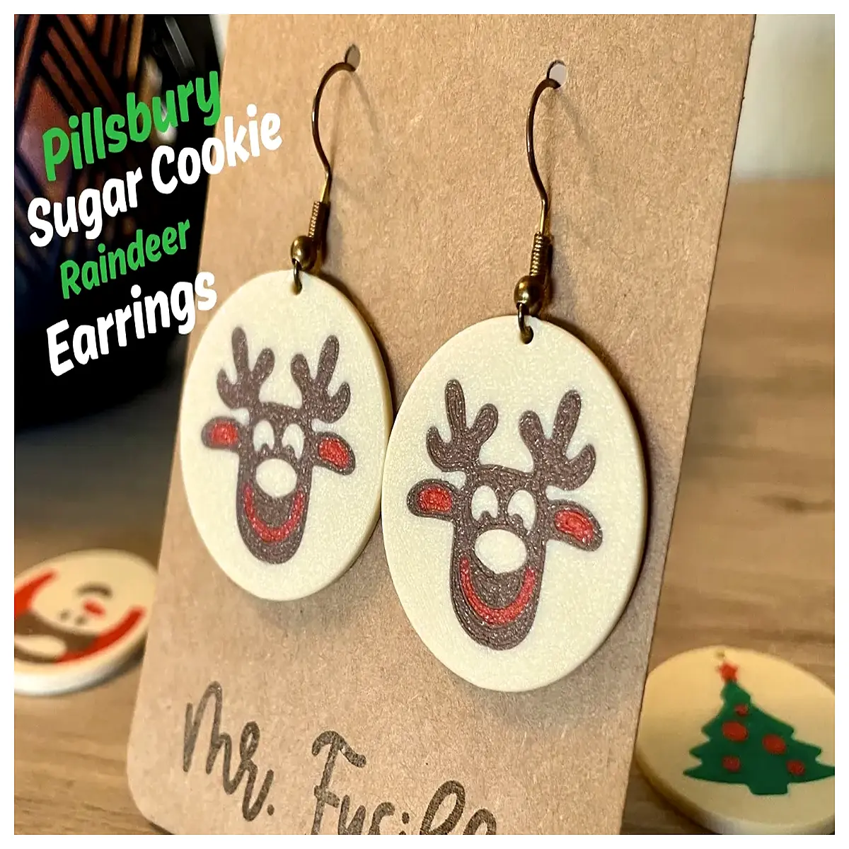 Christmas Gingerbread Cookie Earrings Reindeer Design Festive Decoration Christmas Gift Accessories Gingerbread Earring