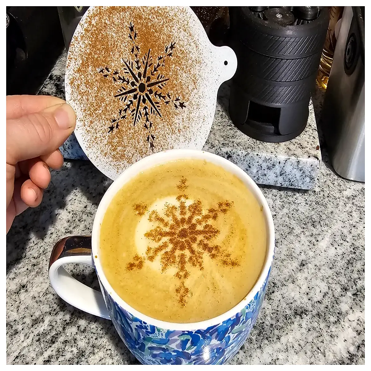 Snowflake Latte Art Template Coffee Design Patterns Latte Template Snowflake Coffee Making Tools