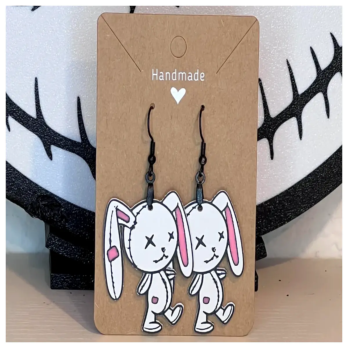 Evil Rabbit Earrings Keychain Cute Cartoon Rabbit Decoration Bracelet Necklace Accessories Gift Choice