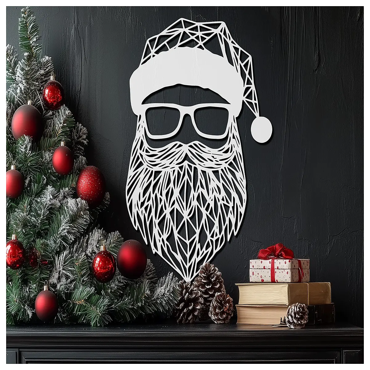 Santa Claus Geometric Wall Art Decor Festive Wall Hanging Geometric Art Christmas Gift Decoration