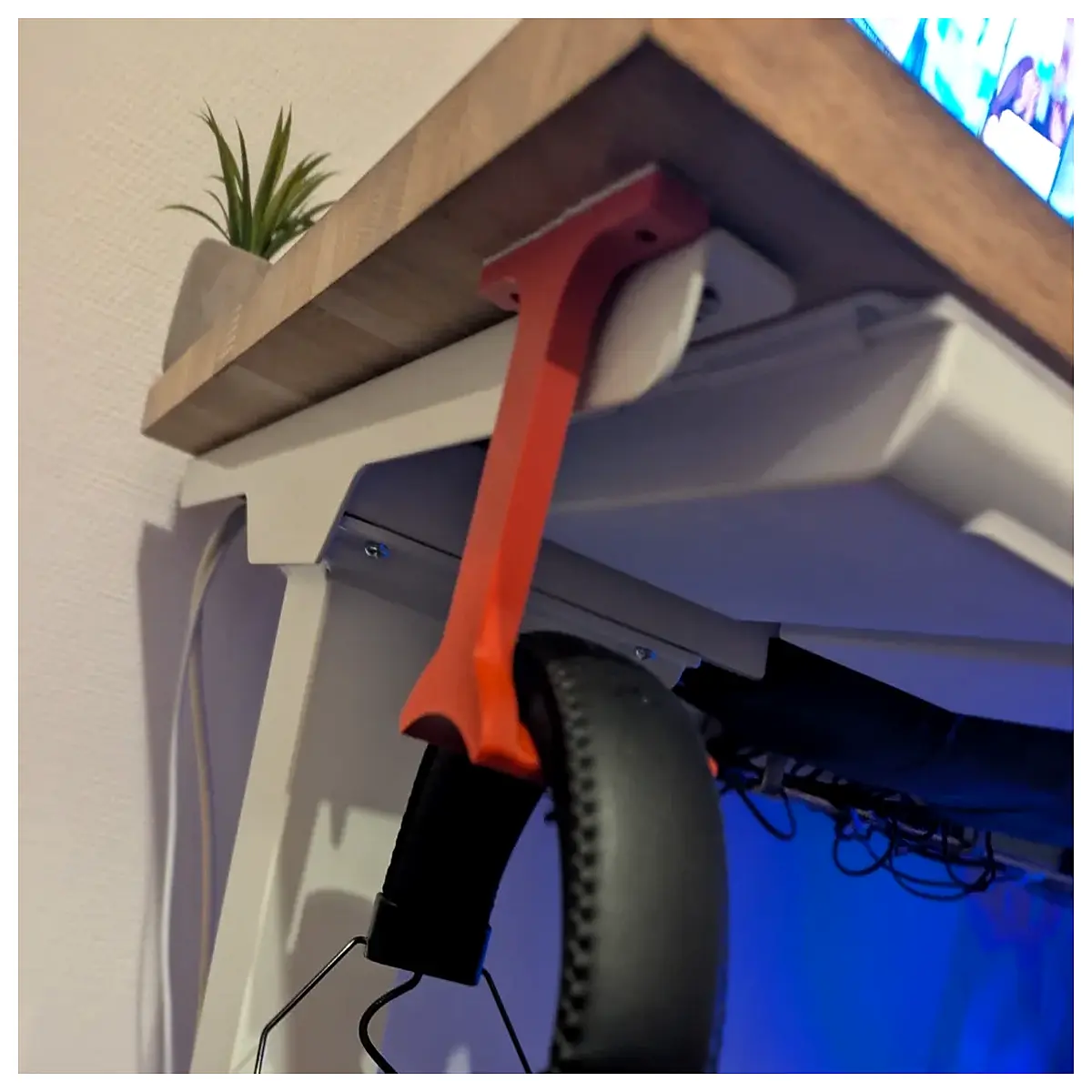 under desk headphone holder clip for monitor cable management organizer