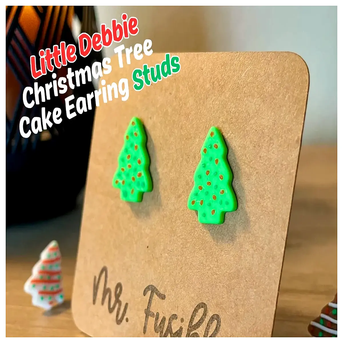 Litedaby Christmas Tree Cake Earrings Women s Festive Decoration Stud Earrings Christmas Gift Xmas Earring Jewelry