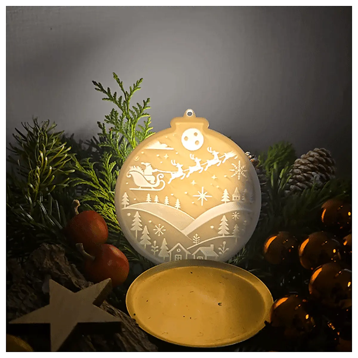 Christmas Translucent Relief Pendant Ornament Festive Decoration Holiday Gift Ornament Accessories