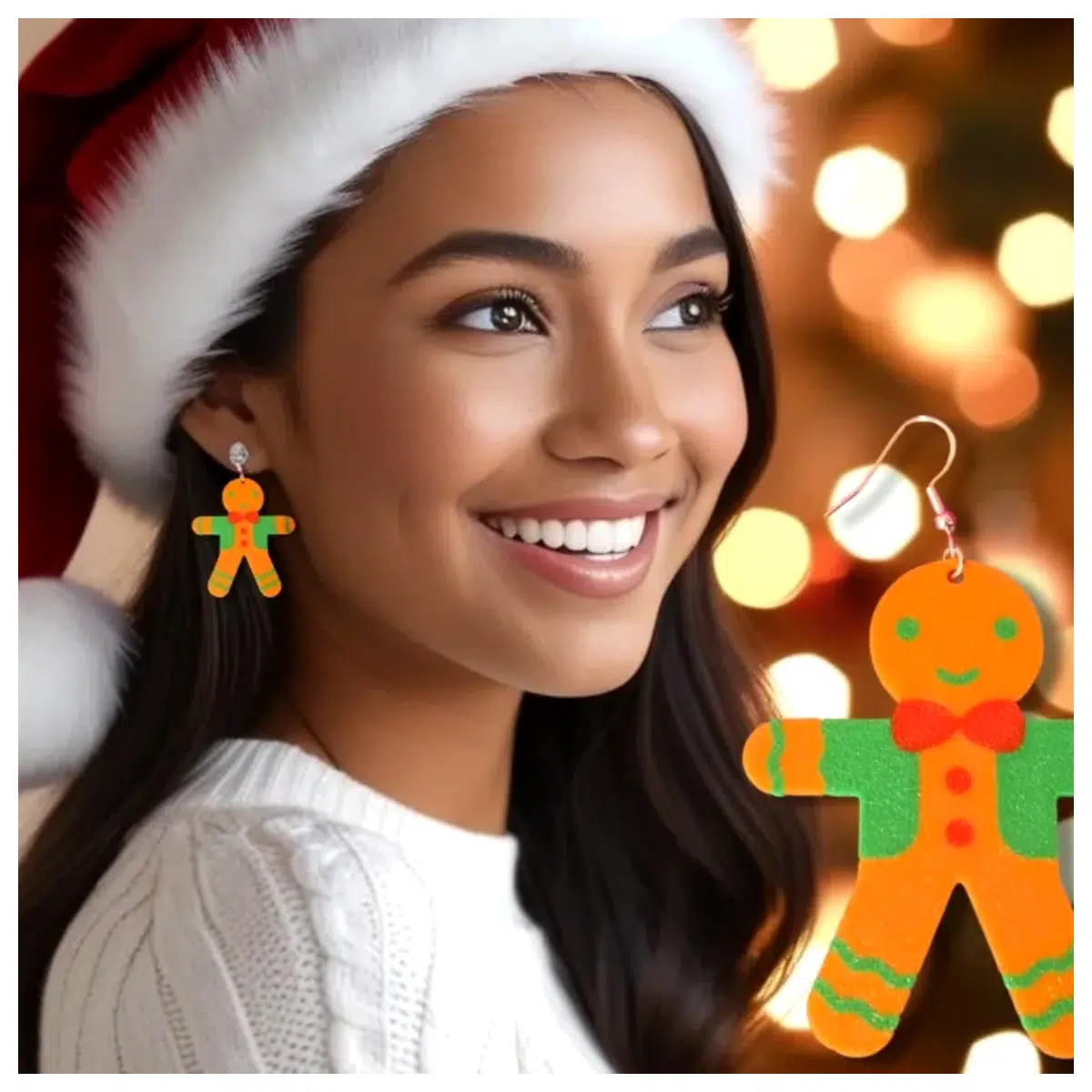 Gingerbread Man Earrings Women s Festive Christmas Ornament Gift Cookie Person Stud Earrings Candy Theme Jewelry