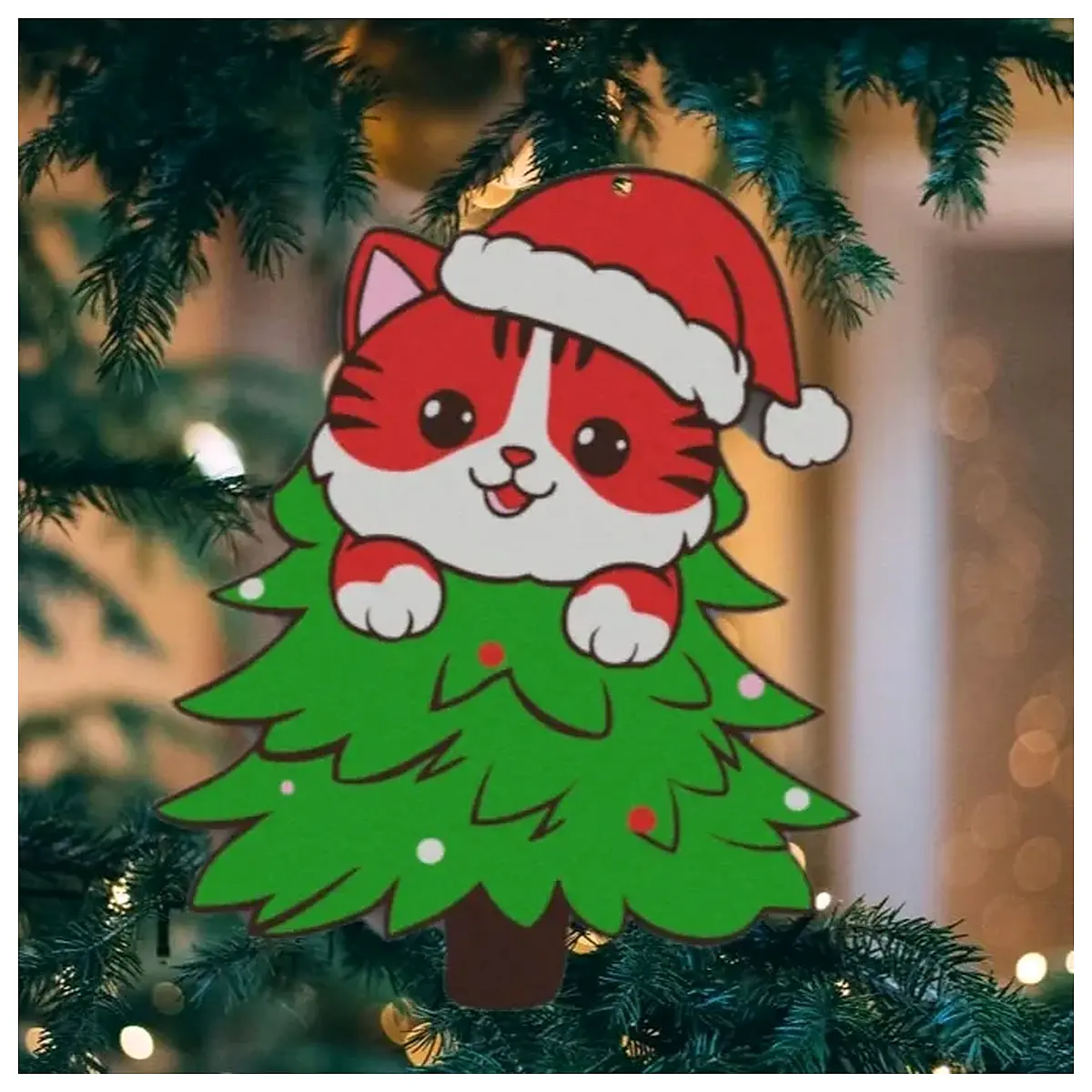Christmas Tree Ornaments Cute Christmas Cat Festive Decoration Christmas Holiday Small Ornament Gift Idea