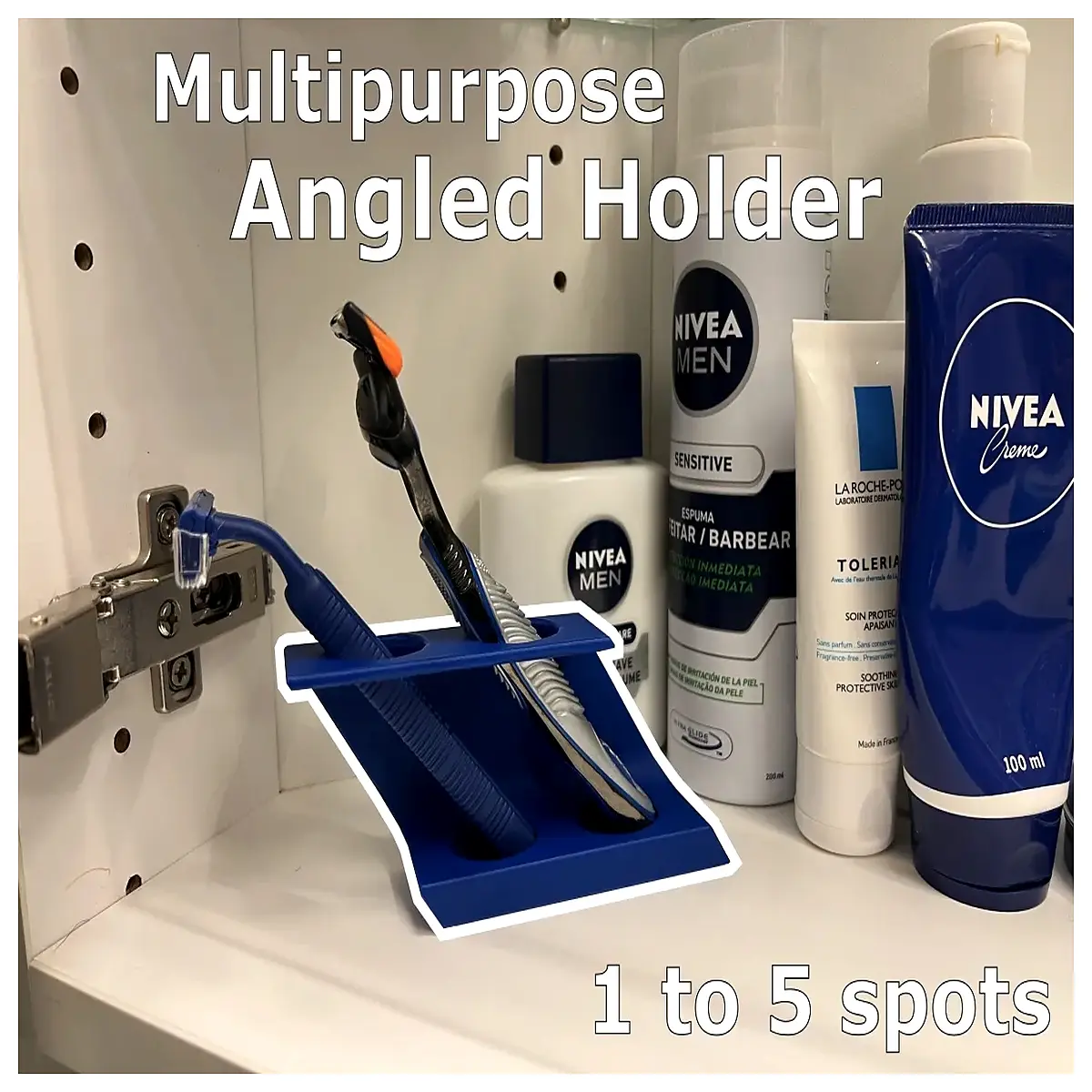 bathroom countertop organizer for electric shaver and toothbrush holder with drying rack