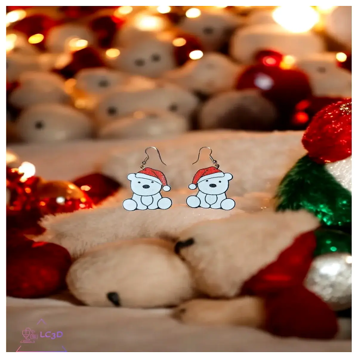 Christmas Little Bear Earrings Festive Decoration Christmas Gift Christmas Accessories Cute Plush Bear Earrings Christmas Ornament