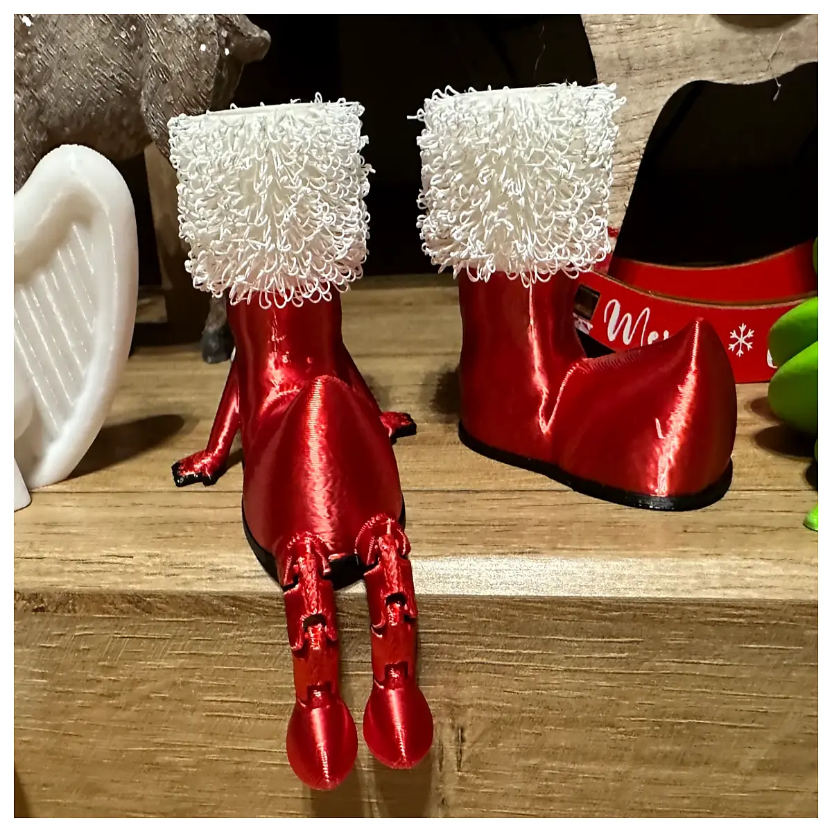 Santa Boots Toy Shoes Christmas Decoration Kids Holiday Gift Box Santa Boot Accessories