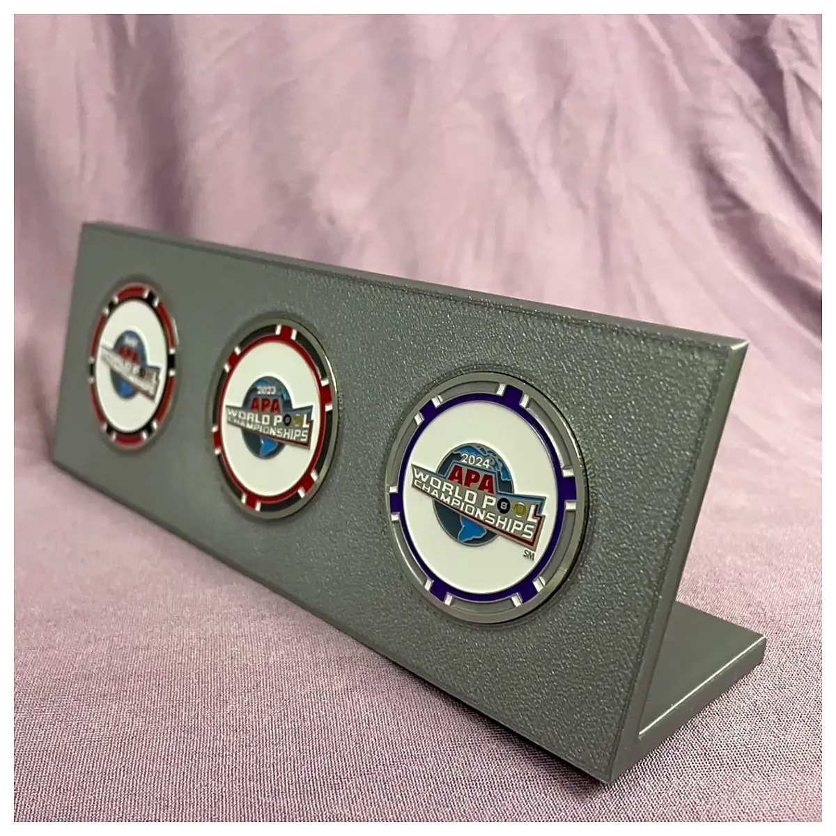 APA World Championship Medals Display 3 APA Awards Tournament Commemorative Items Sports Competition Medals Competition Honors Sports Collectibles