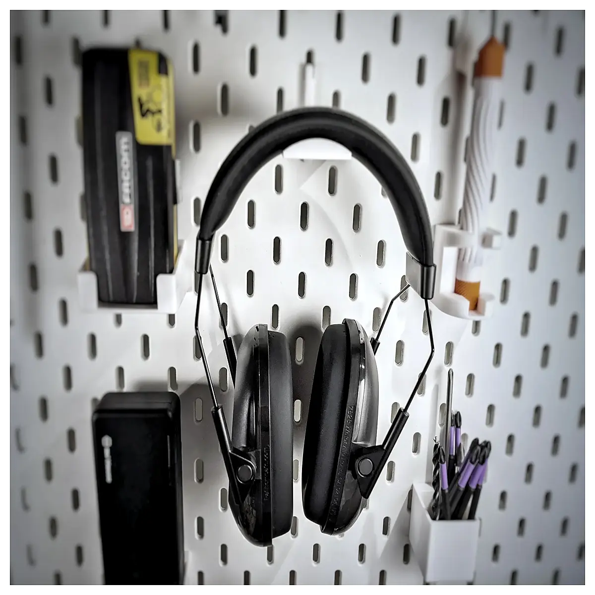 wall mounted headphone organizer for gaming headset desk mount hook skadis pegboard accessory