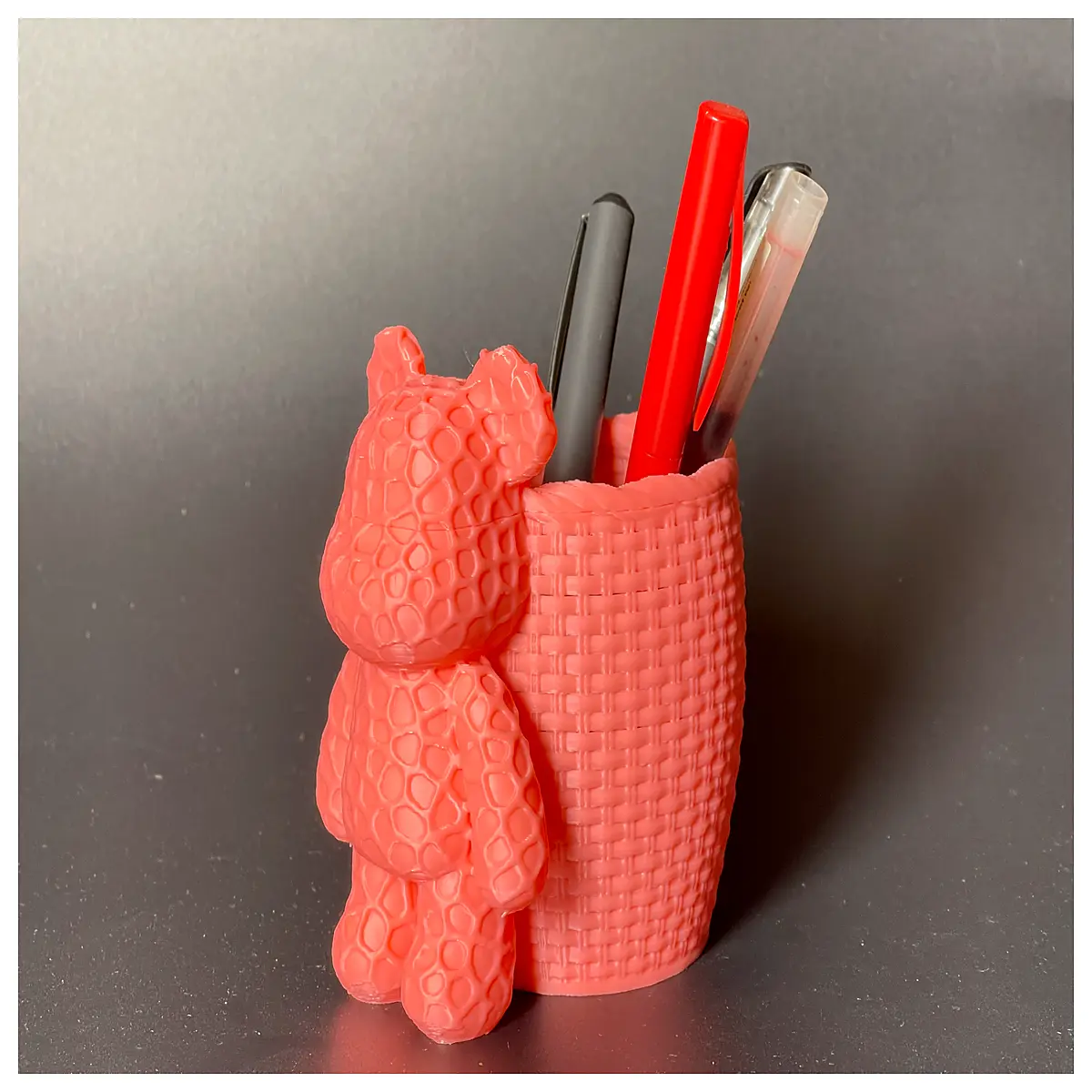 Violent Bear Pencil Holder with Basket Creative Storage Box Desk Organizer Student Gift Toy Organizer Home Storage