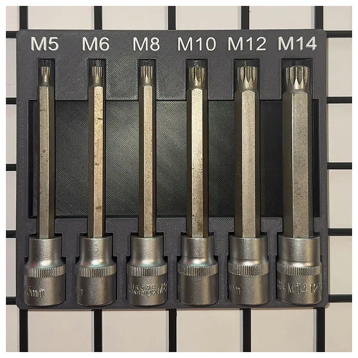 gridfinity modular storage system m5 to m14 hex socket bits set 12 piece spline driver organizer bins