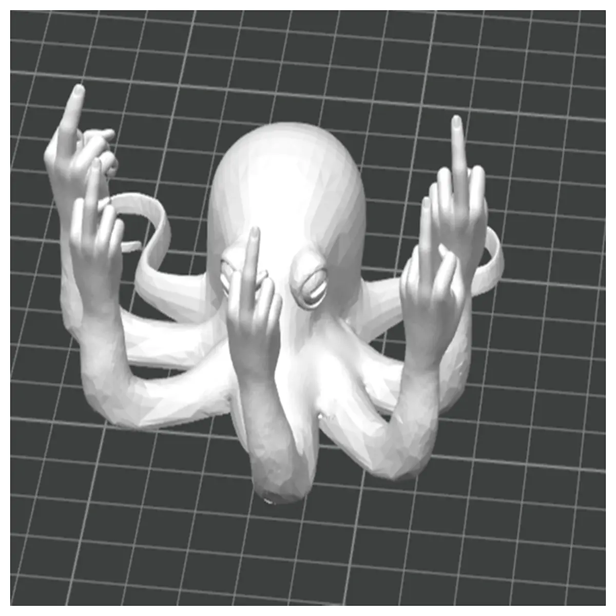 Five Finger Salute Octopus Sticker Funny Mocking Decoration Cute Cartoon Figurine Ocean Theme Gift Idea Fridge Decor Home Accent