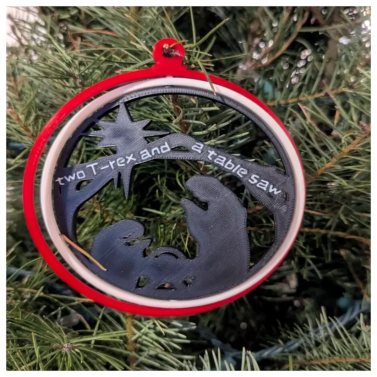 t rex dinosaur christmas ornaments with table saw prop holiday decor