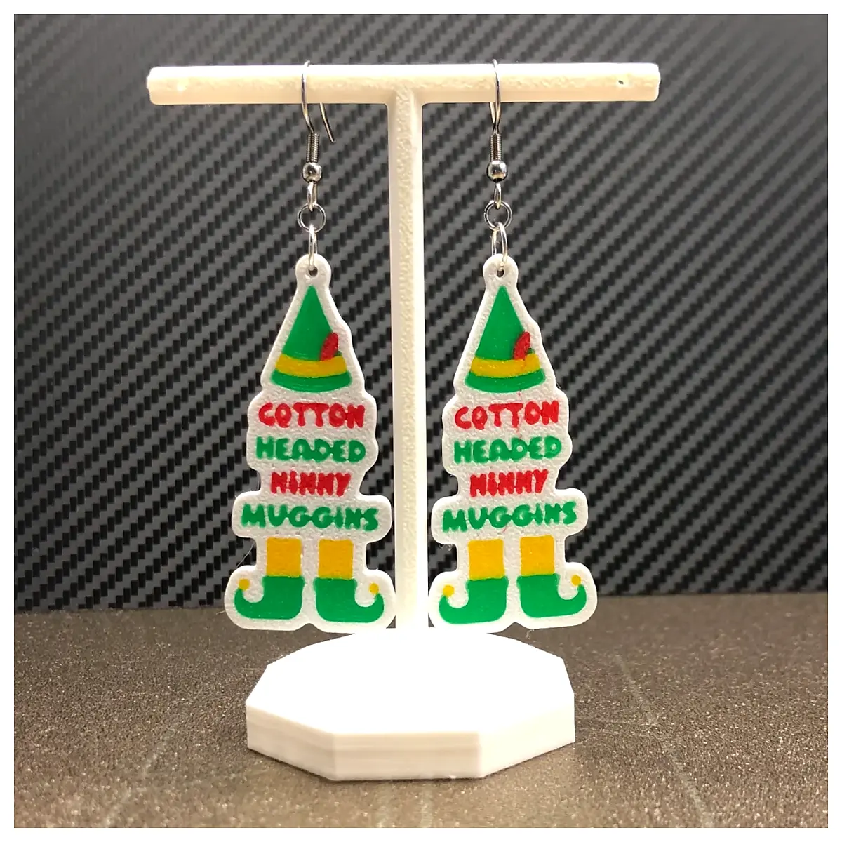 buddy elf movie inspired earrings festive holiday jewelry for fans of will ferrell and cameron christmas party accessories