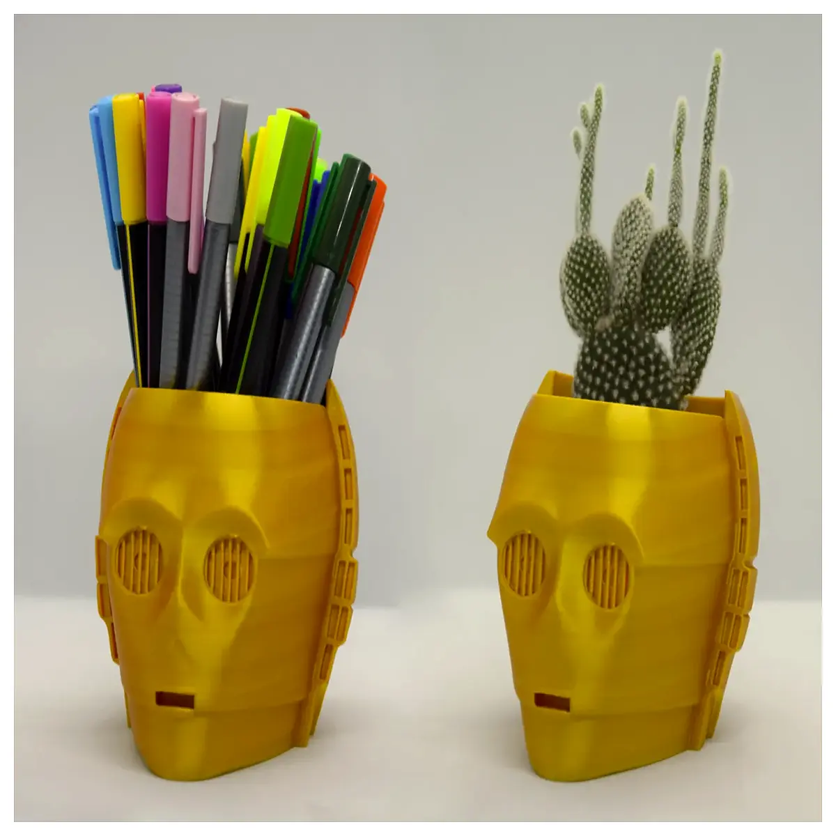 C3PO Figurine Pencil Holder Flower Pot Desk Decoration Creative Gift Office Ornament Anime Collectible
