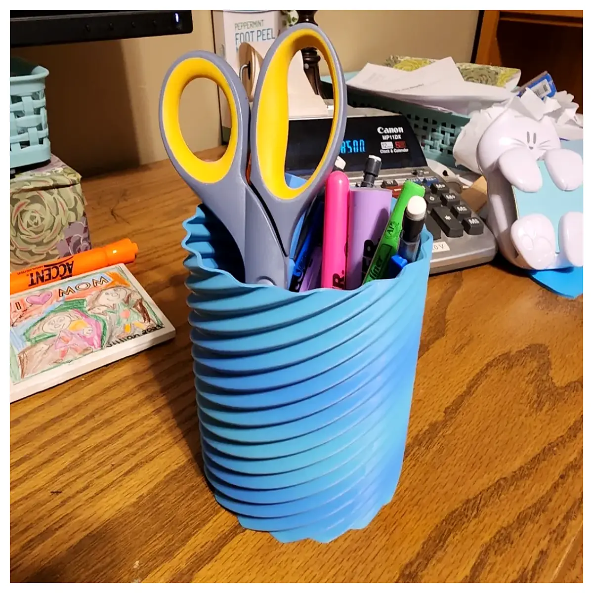 desk organizer with compartments for pens sticky notes and office supplies storage box
