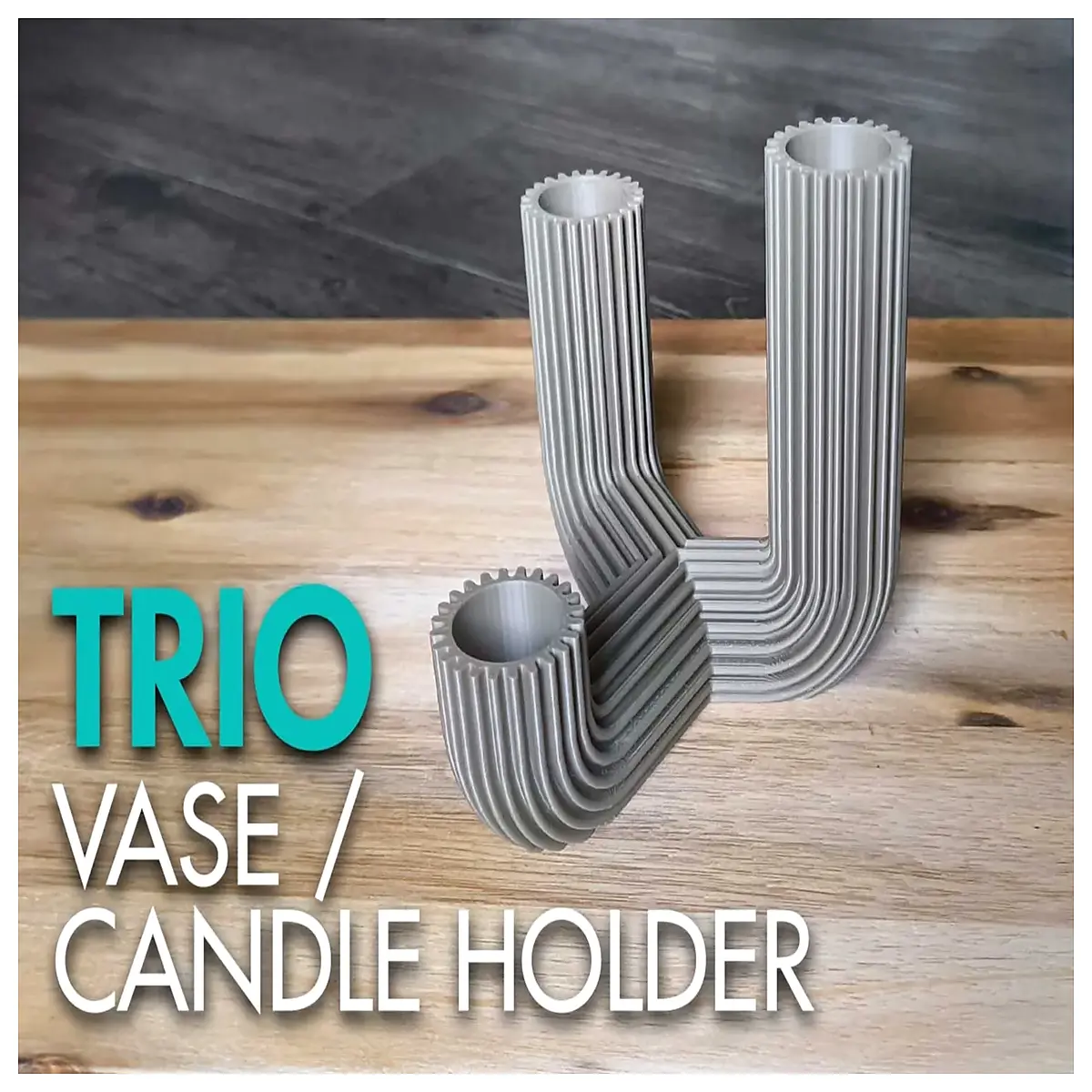 Trio Flower Candle Holder Ribbed Structure Decorative Accent Modern Home Decor Table Gift