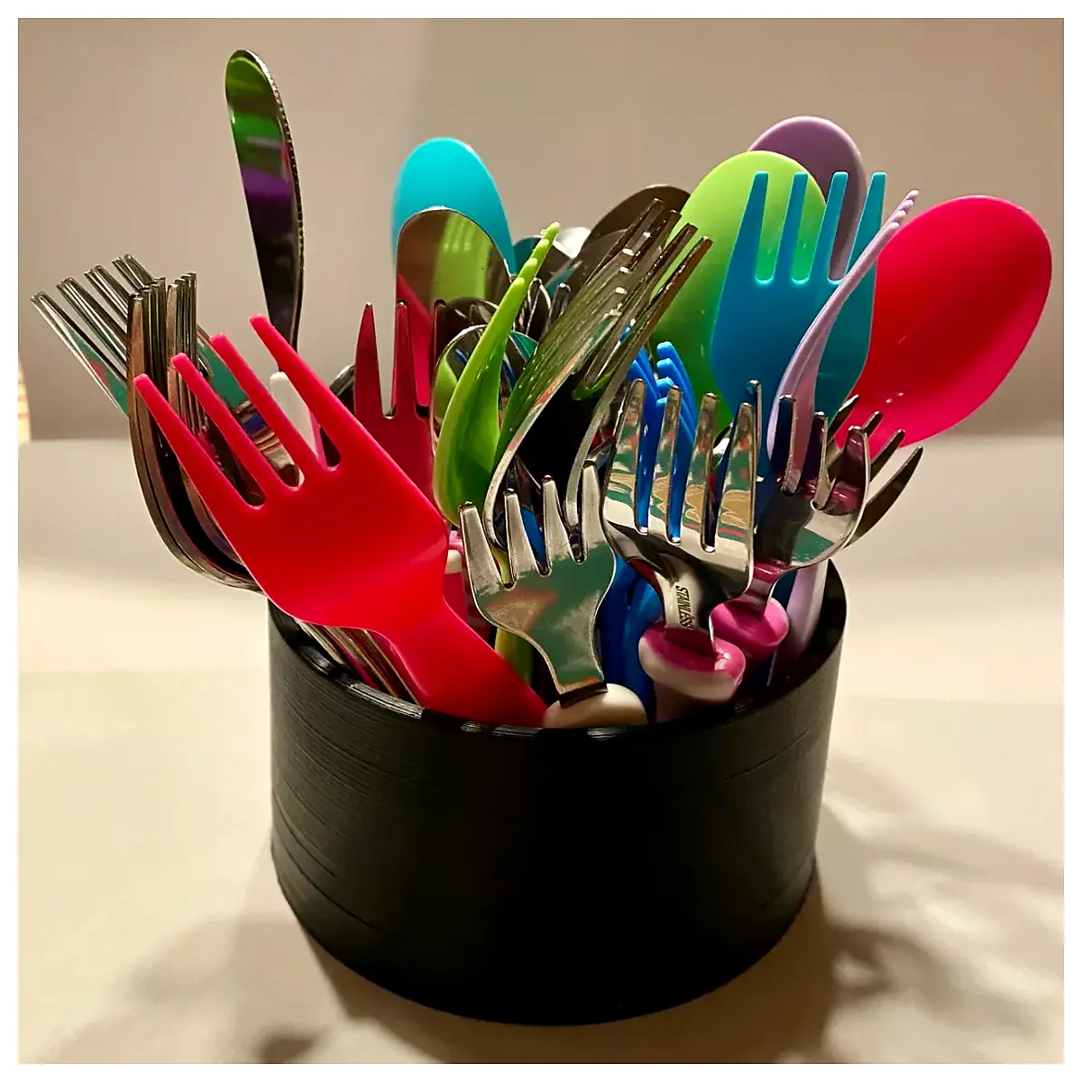 toddler utensil organizer with lid baby food storage box for forks spoons compact desk caddy for kids dining accessories
