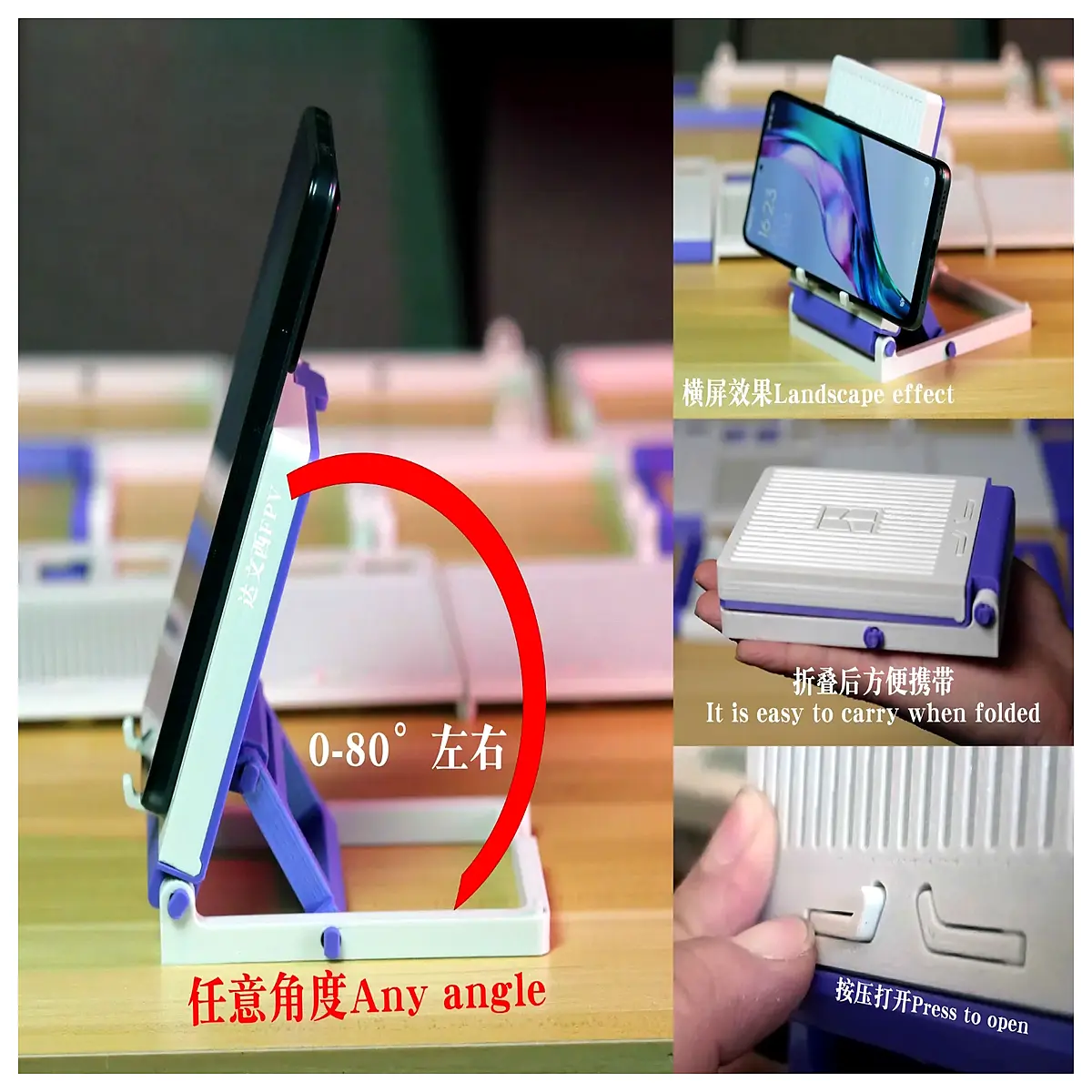 Foldable Phone Stand Adjustable Auto Retracting Desktop Phone Holder Accessory Phone Stand Bracket
