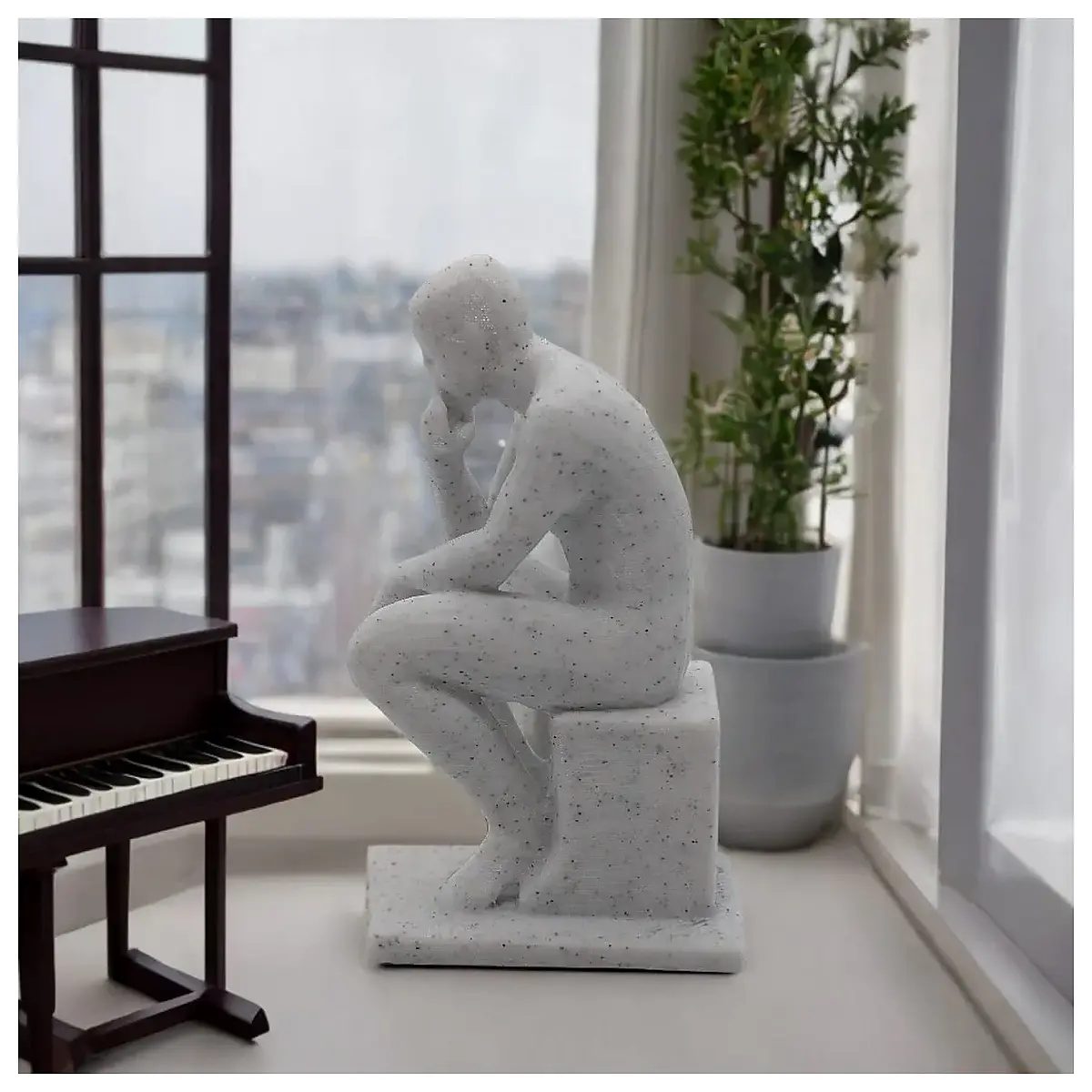 Abstract Sculpture Contemplative Thinker Symbol Art Meditation Decor Gift Placement Thinker Sculpture