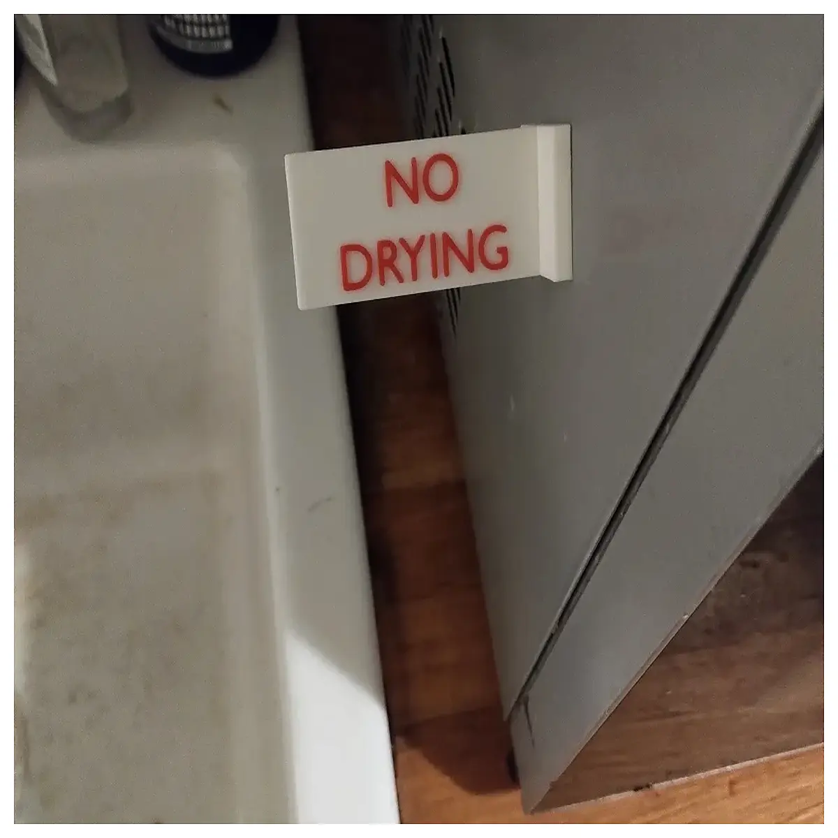 no drying allowed sign sticker warning label for laundry room bathroom door privacy notice